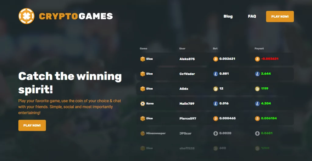 CryptoGames website