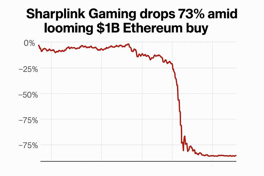 Sharplink Gaming drops 73% amid looming $1B Ethereum buy Sharplink Gaming drops 73% amid looming $1B Ethereum buy