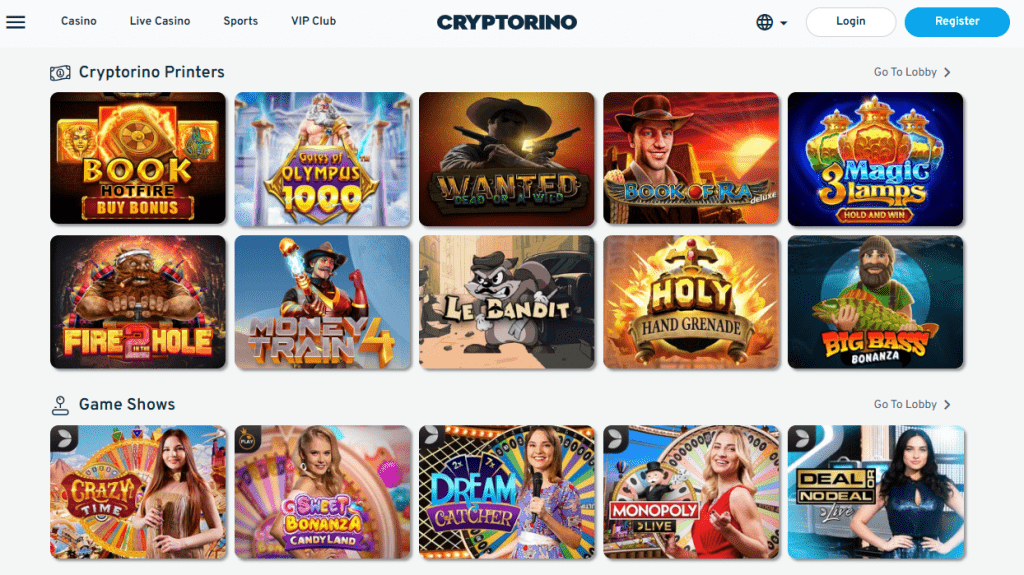 Cryptorino is one of the best crypto and Bitcoin casinos in 2025
