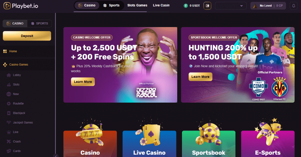 Playbet homepage
