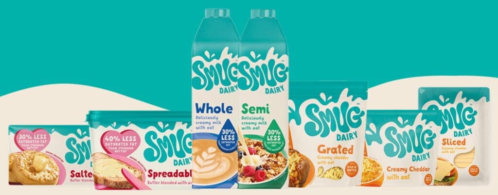 Advert marketing Kerry's SMUG Dairy product range (products that blend dairy with oat).