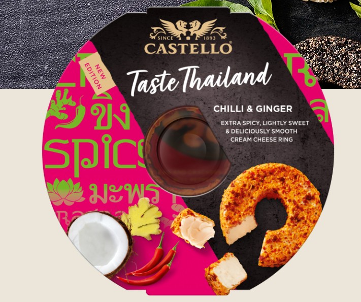 Product image of Castello's Taste Thailand cheese with innovative chilli and ginger flavours.